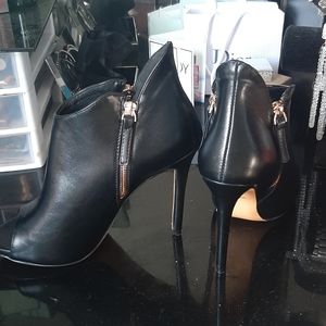 Peep Toe Booties - Black